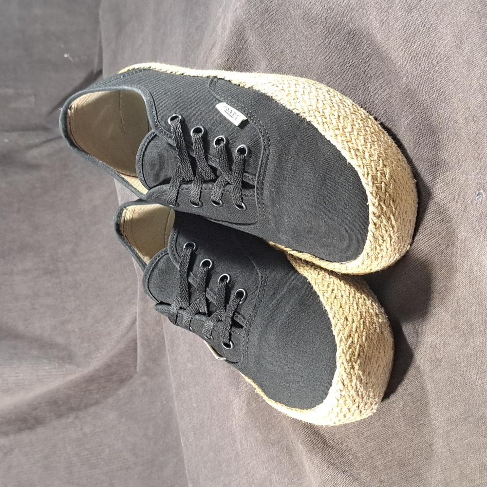 Vans Authentic Black Canvas Espadrille Platform Lace Up Sneakers G US 9.5
